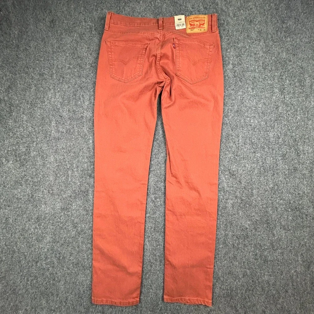 Levis 511 Slim Jeans Mens 36x34 Etruscan Red (Orange) Stretch Twill Pants
